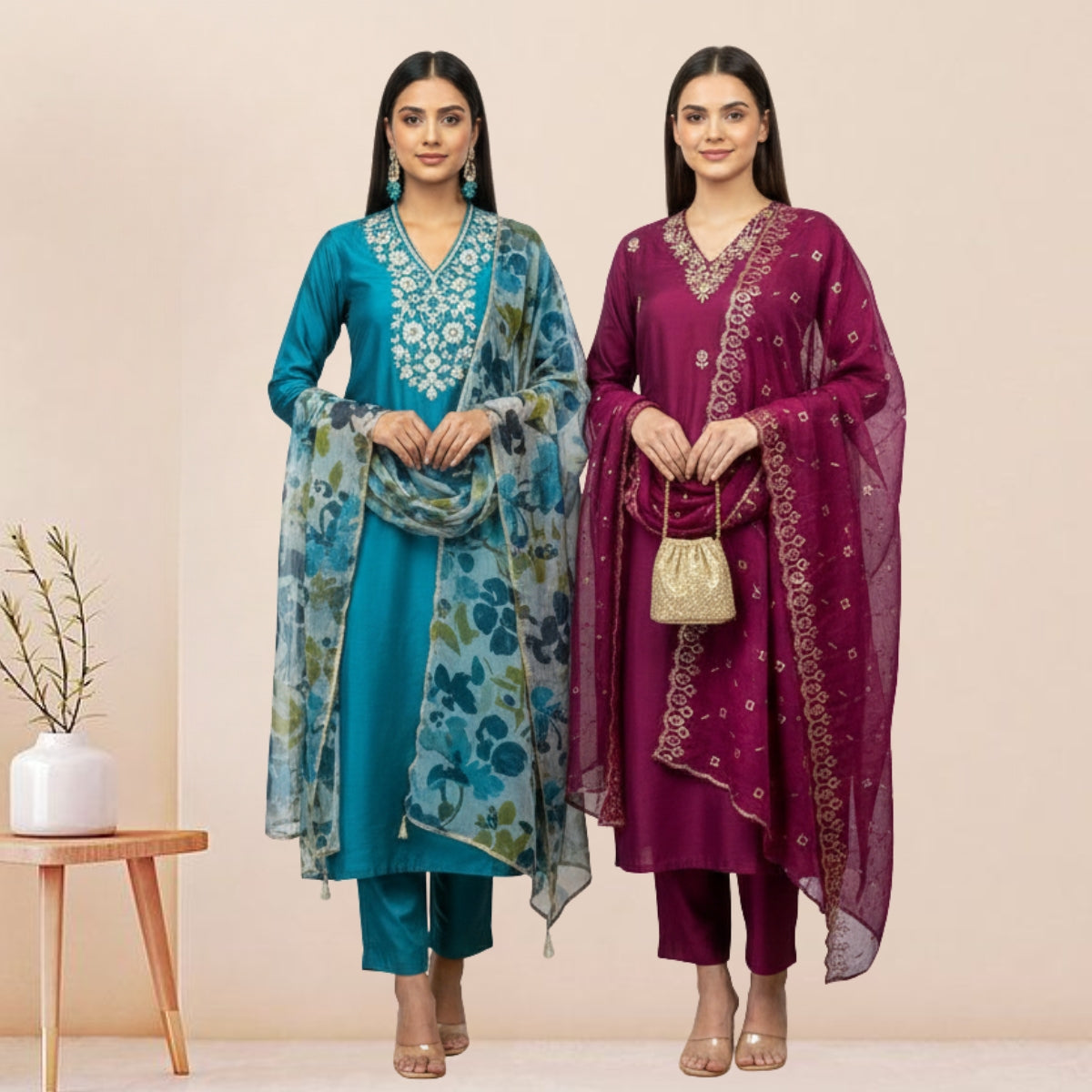 3 Cotton Kurtis with Pant & Dupatta |C-03