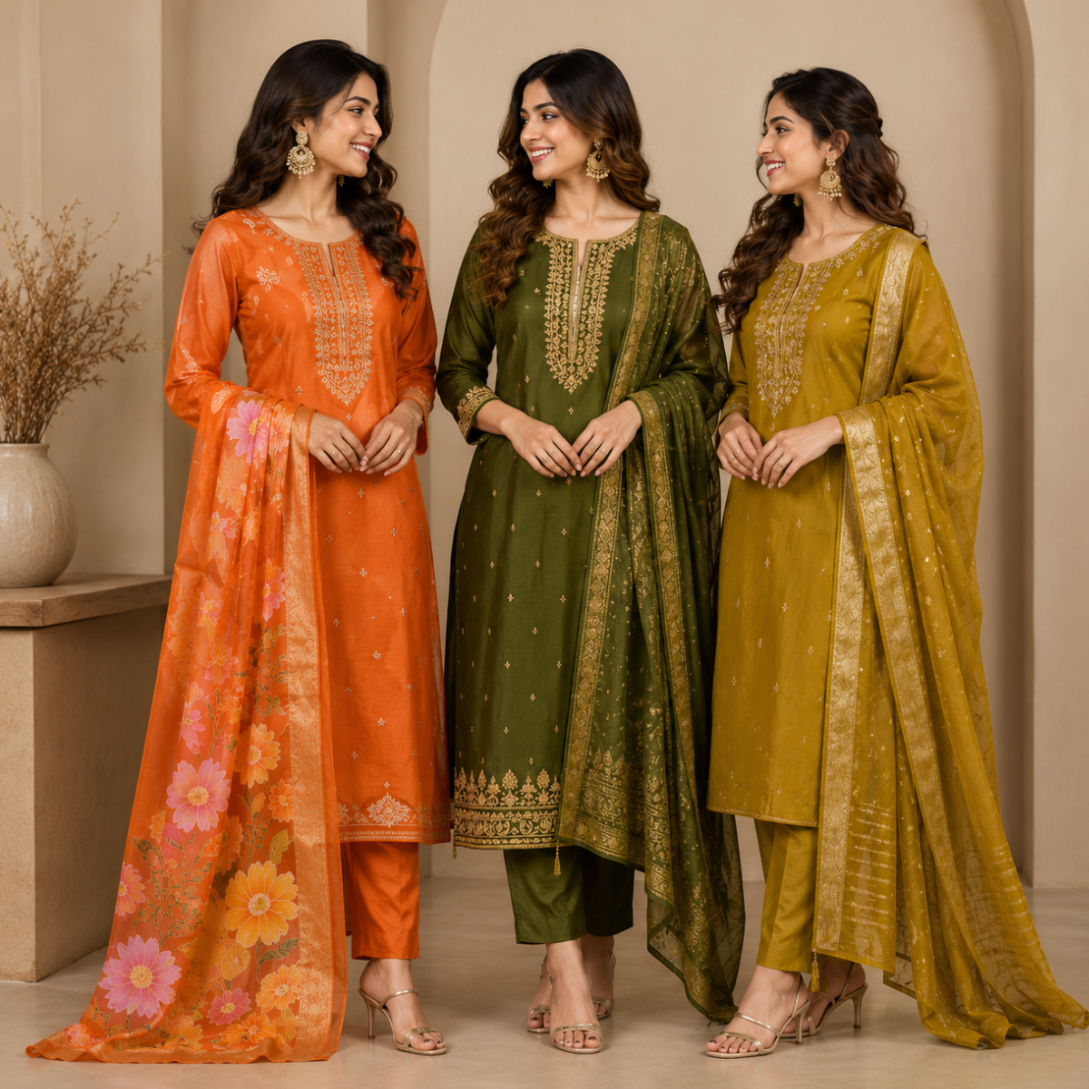 3 Kurta Set with Dupatta - Comfort For Every Occasion & Daily Wear ( D4 )