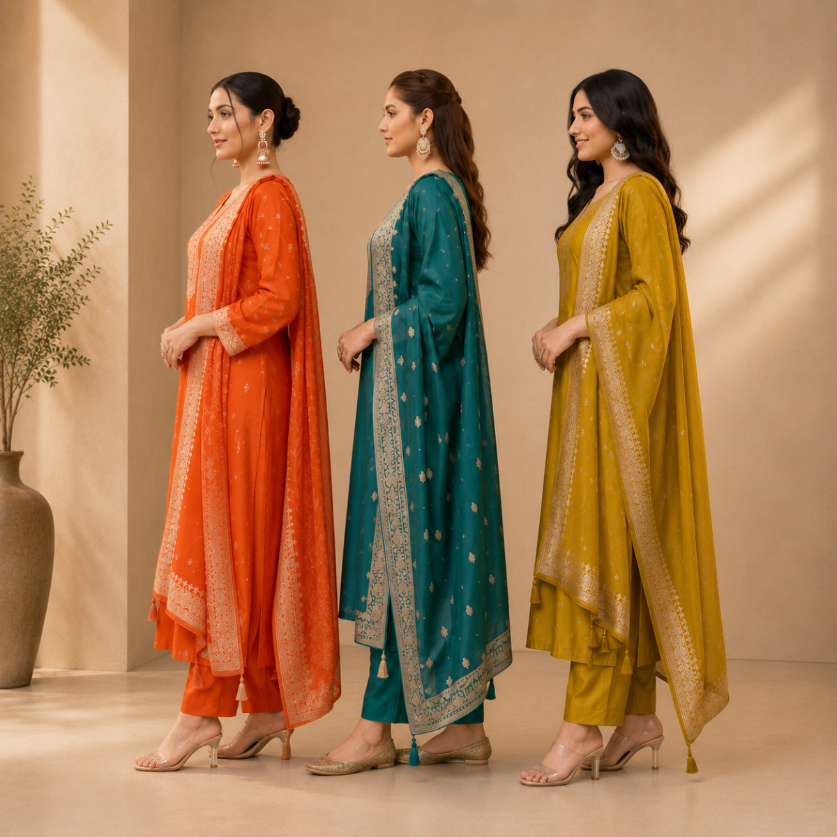 3 Kurta Set With Dupatta - Perfect For Every Occasion ( D-9 )