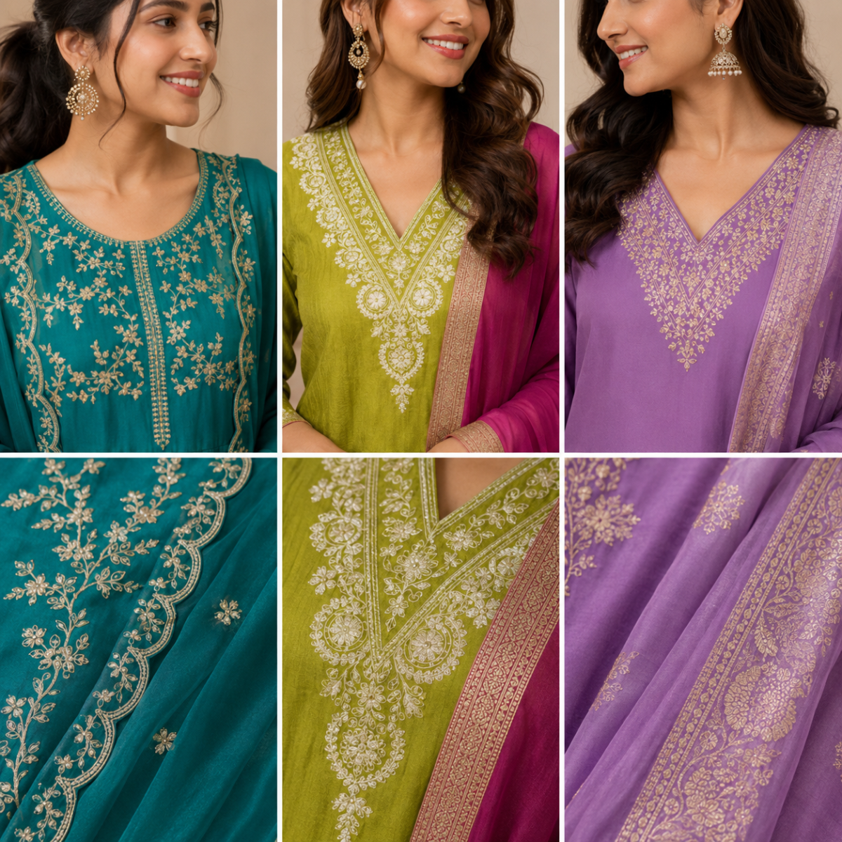 3 Printed Kurta Sets With Dupatta ( P3 )