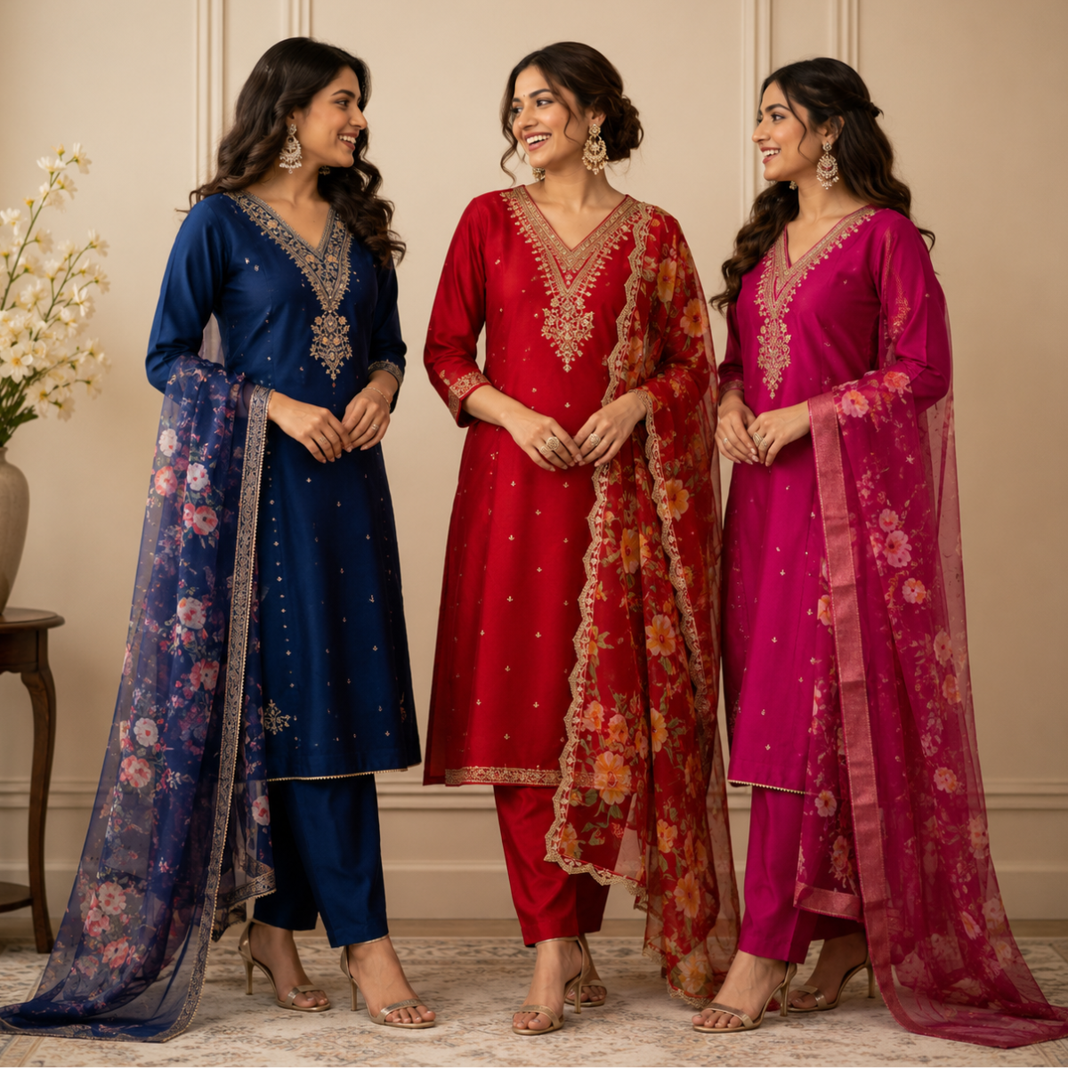 3 Kurta Set with Dupatta - Comfort For Every Occasion & Daily Wear ( D5 )