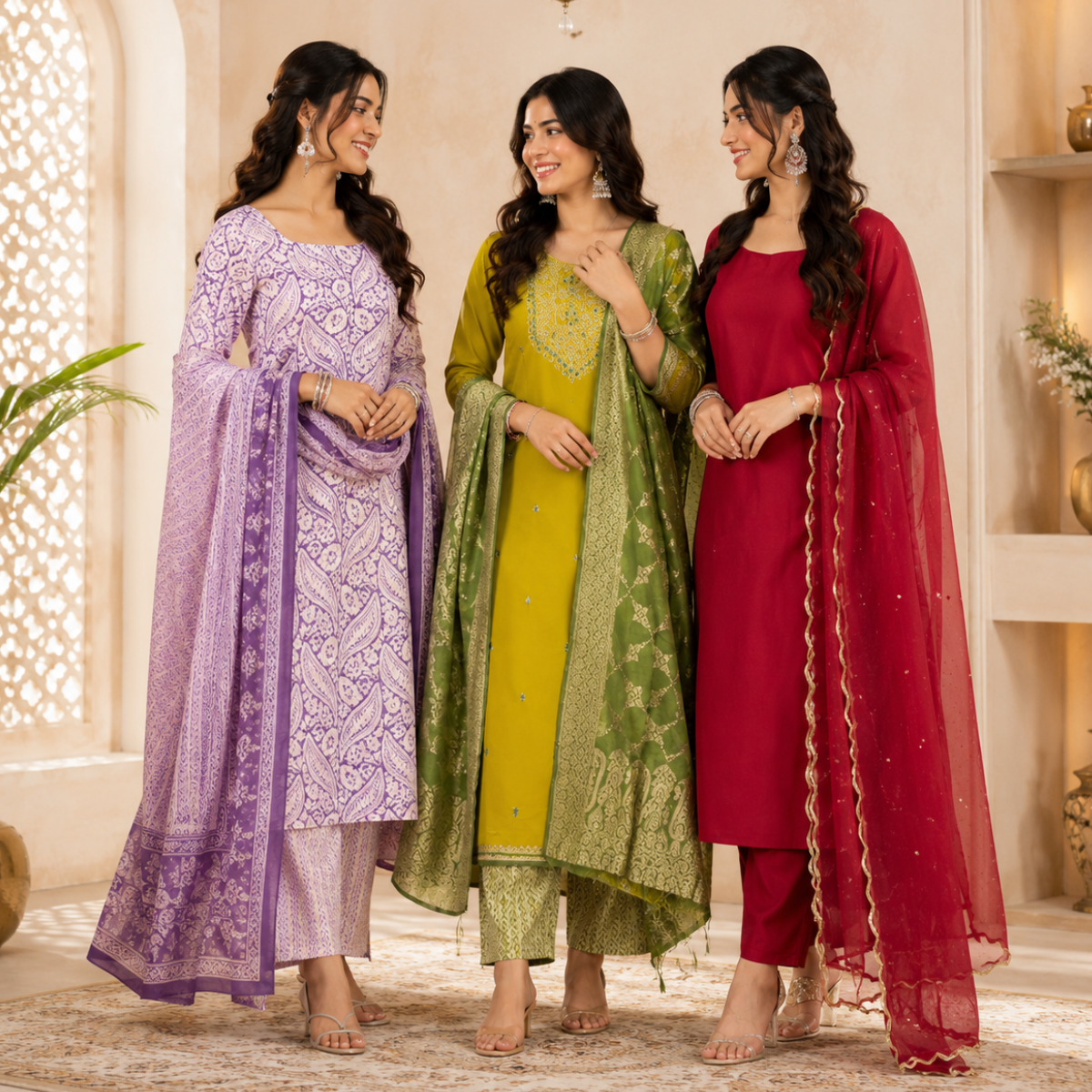 3 Kurta Set With Dupatta - Perfect For Every Occasion ( D-5 )