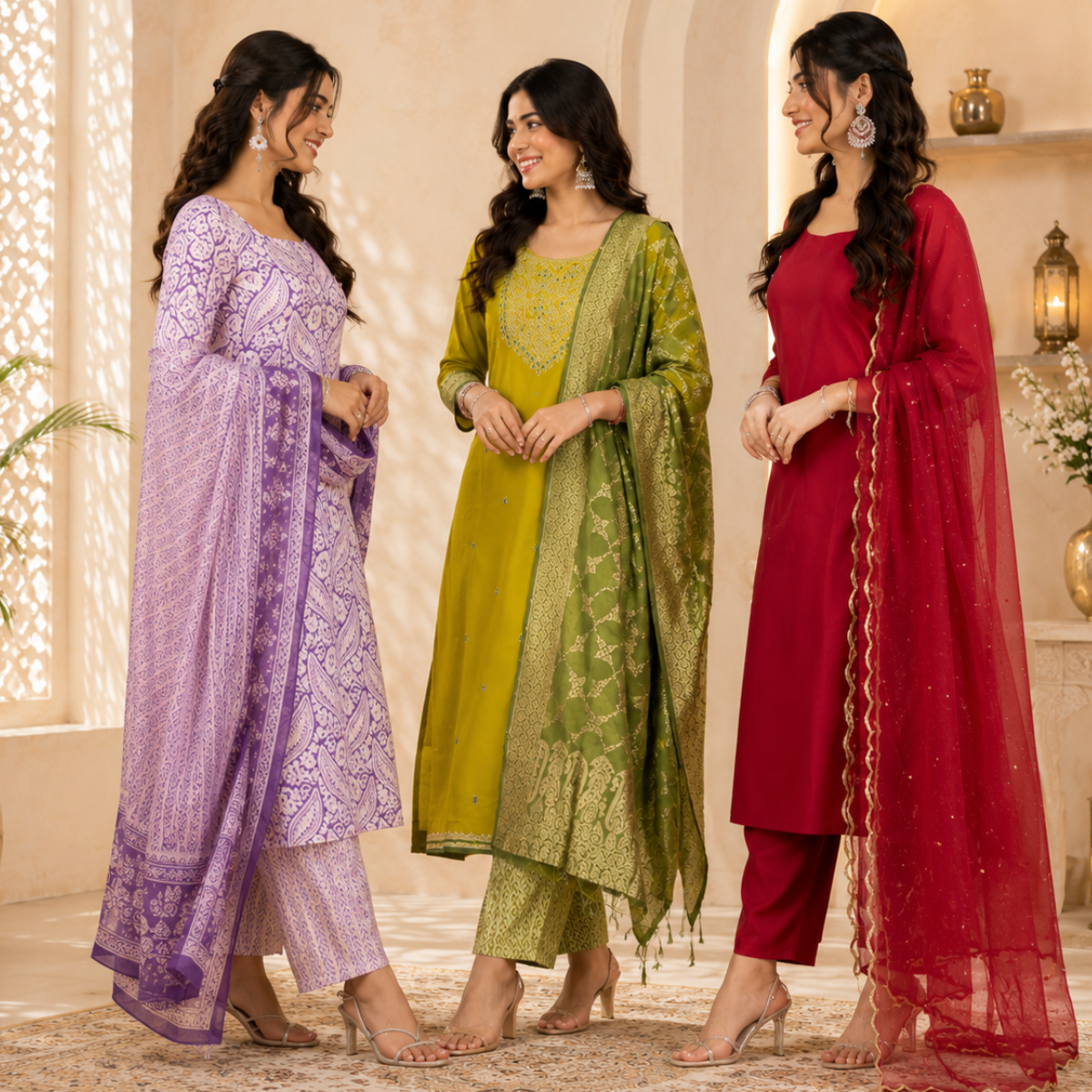 3 Kurta Set With Dupatta - Perfect For Every Occasion ( D-5 )