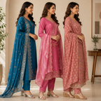 3 Printed Kurta Sets With Dupatta ( P4 )