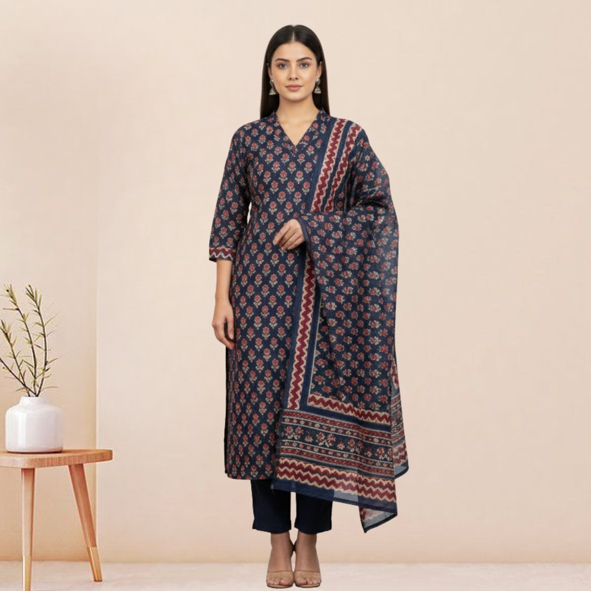 3 Cotton Kurtis with Pant & Dupatta | C-06