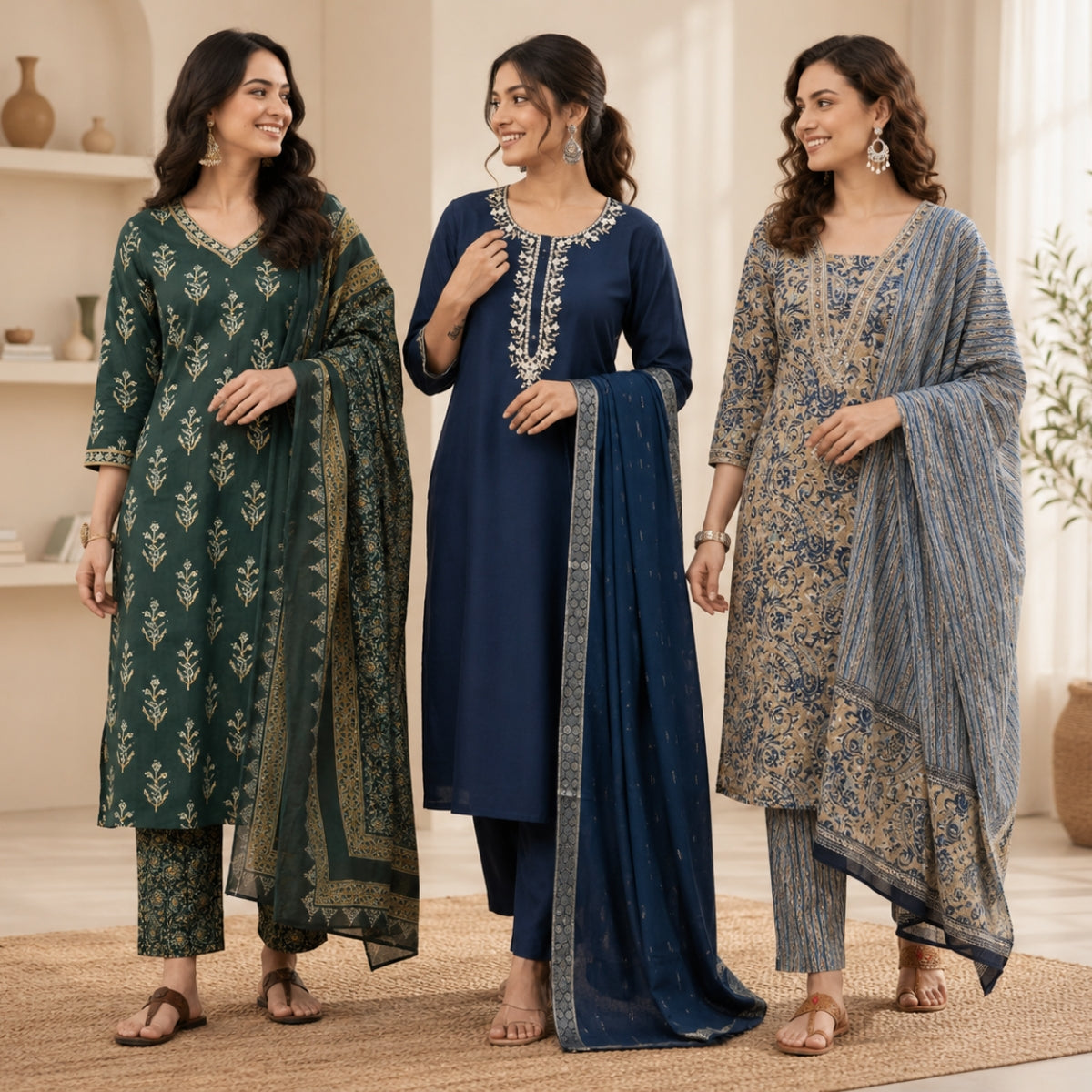 3 Pack Of Kurta With Dupatta Value Pack (V-4)
