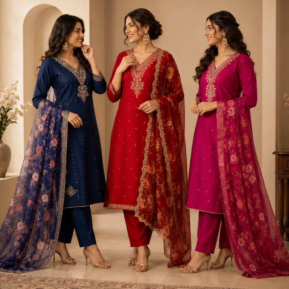 3 Kurta Set with Dupatta - Comfort For Every Occasion & Daily Wear ( D5 )