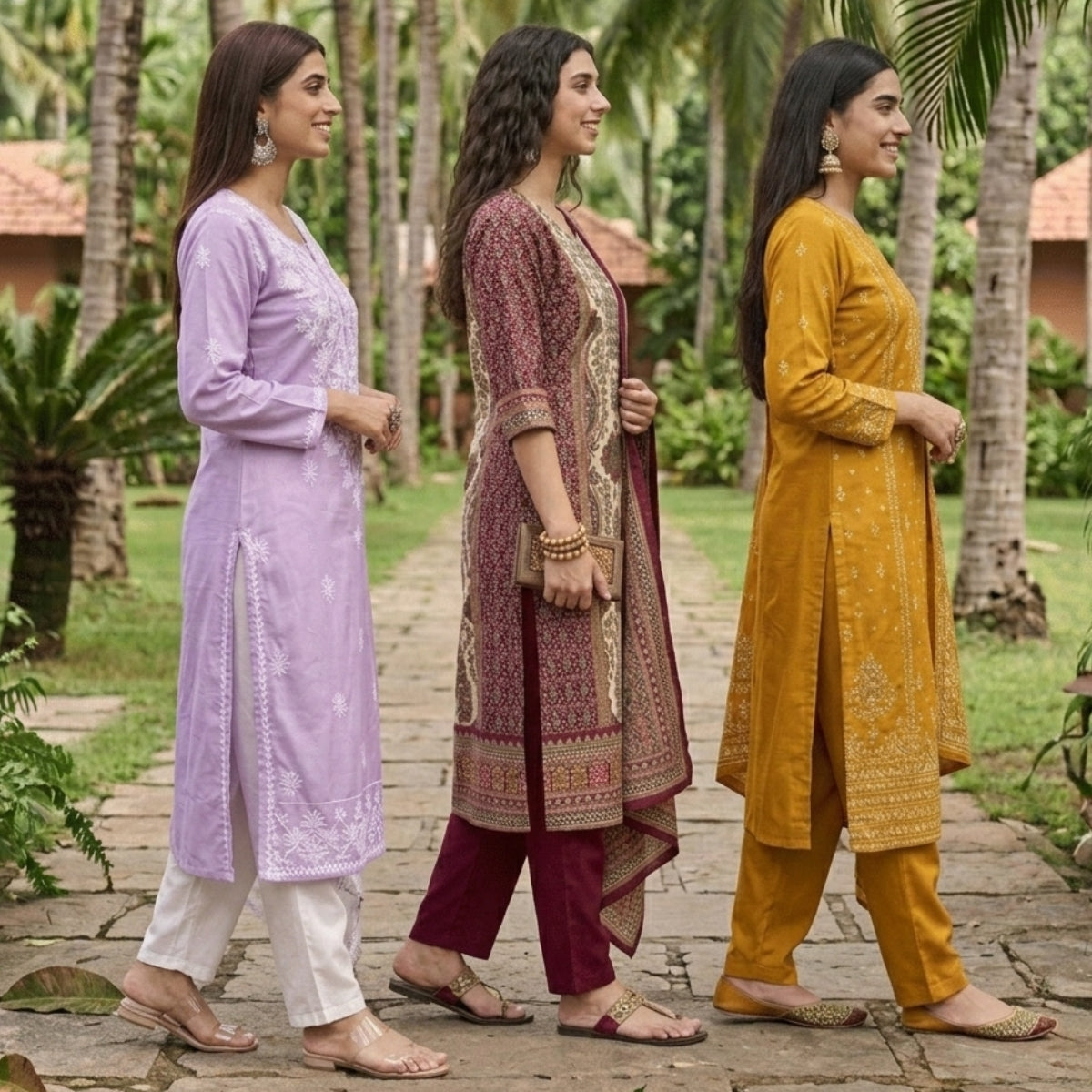 3 Pack Of Printed Cotton Kurta Set With Dupatta (VP-24)