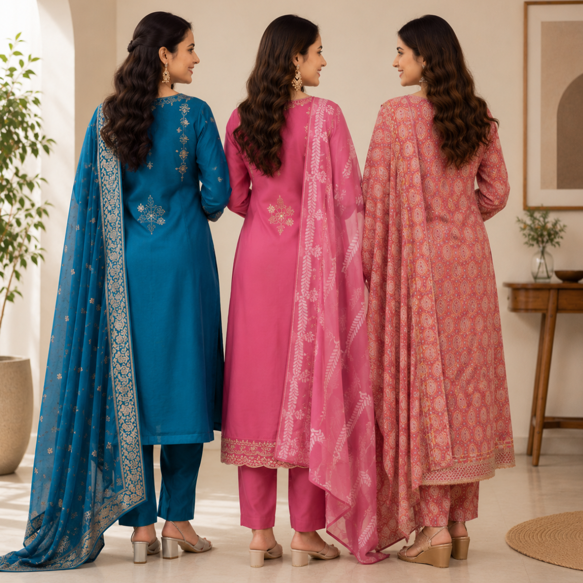 3 Printed Kurta Sets With Dupatta ( P4 )