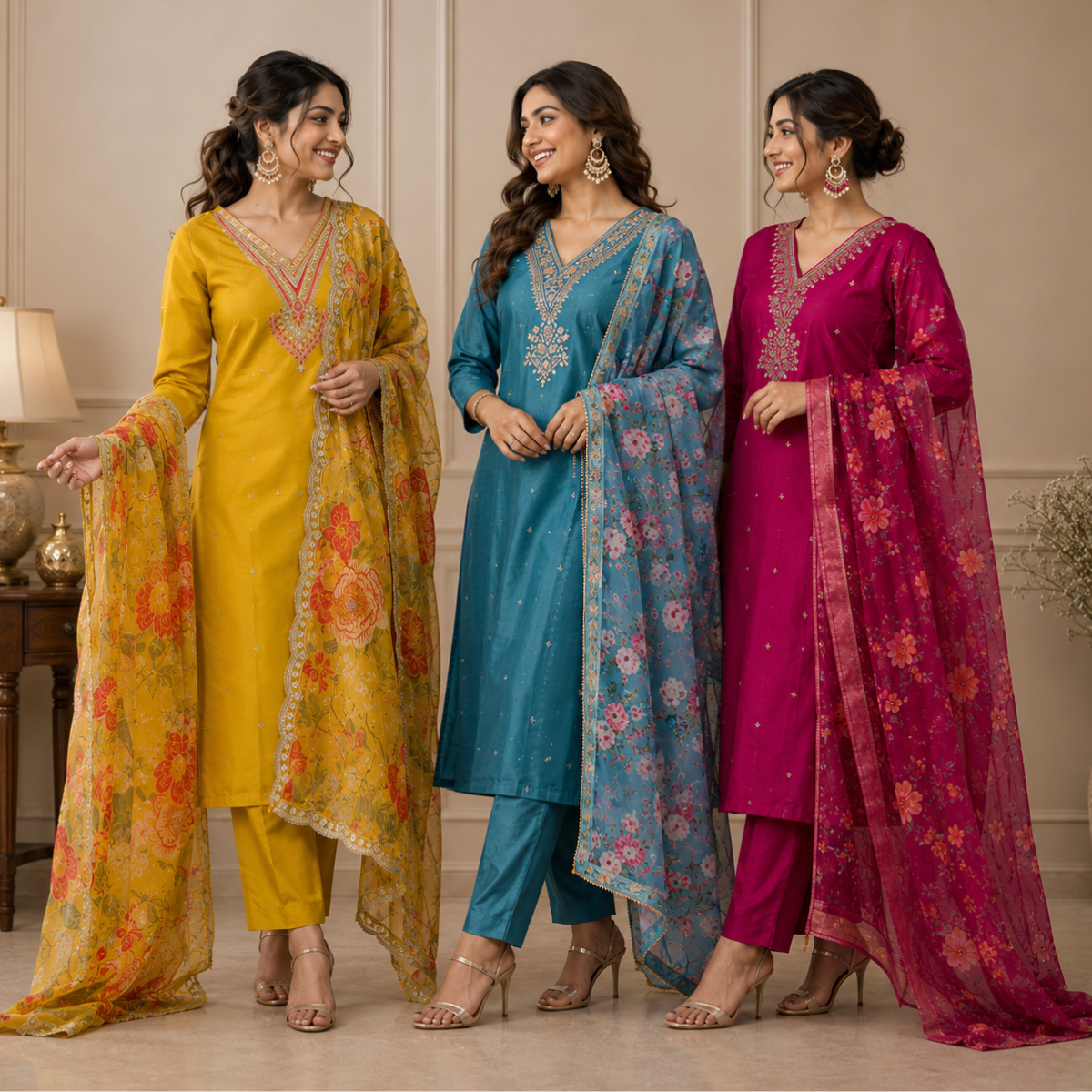 3 Kurta Set with Dupatta - Comfort For Every Occasion & Daily Wear ( D6 )