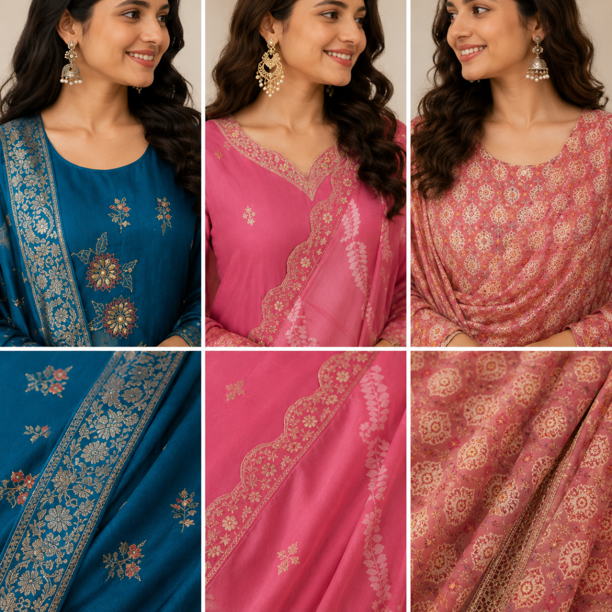 3 Printed Kurta Sets With Dupatta ( P4 )