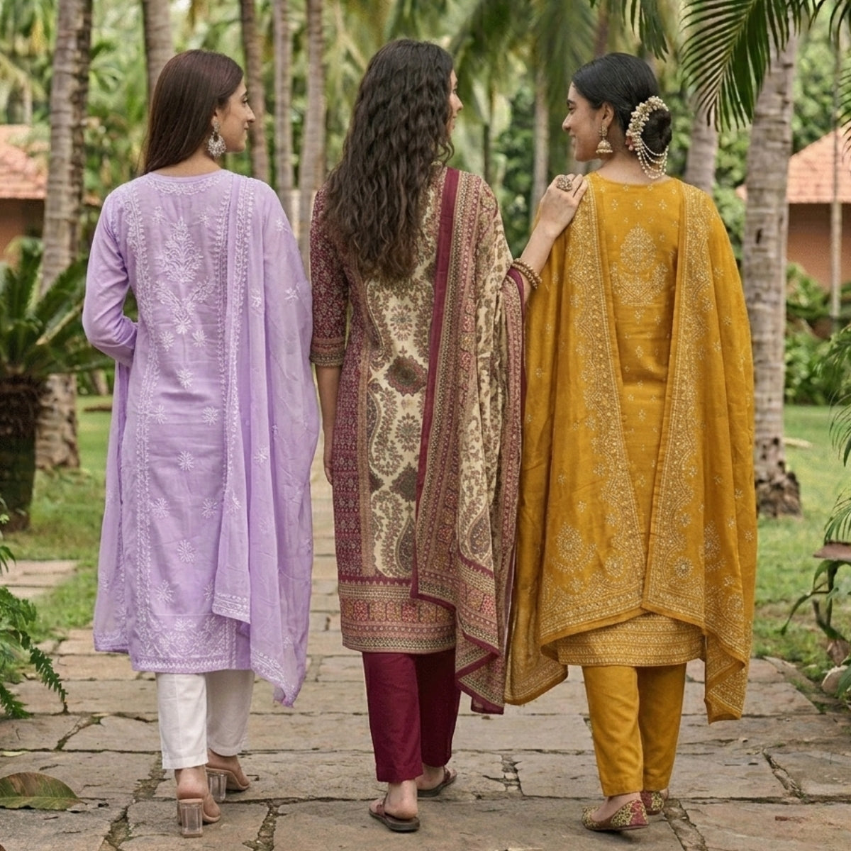 3 Pack Of Printed Cotton Kurta Set With Dupatta (VP-24)
