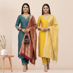 3 Cotton Kurtis with Pant & Dupatta |C-05