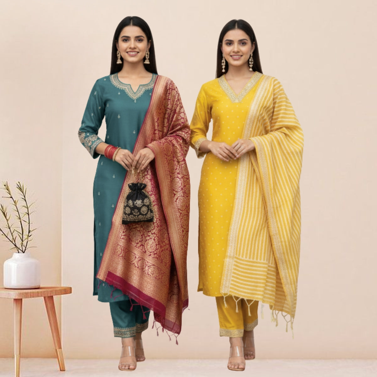 3 Cotton Kurtis with Pant & Dupatta |C-05