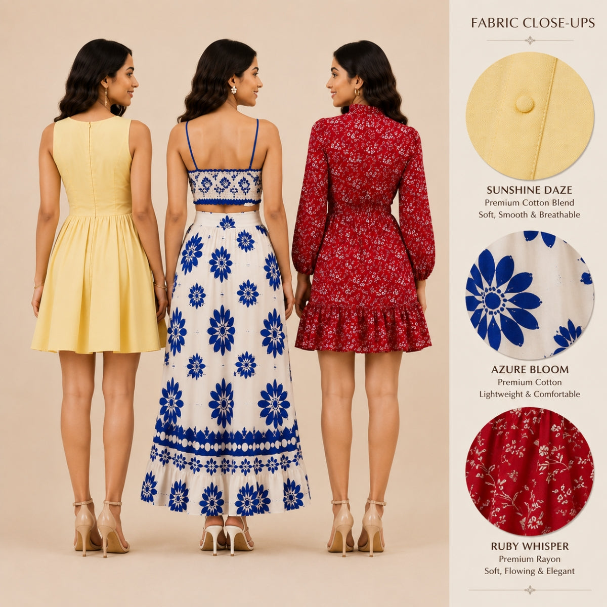 3 Printed Dress for Women - Perfect for Summers. ( P-4 )