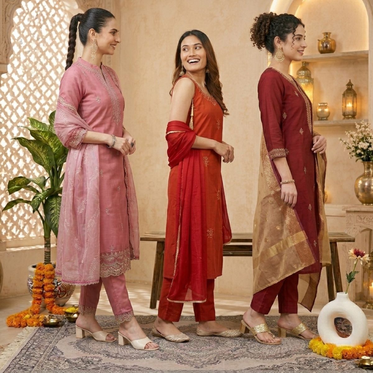 3 Kurta Set With Dupatta - Perfect For Every Occasion ( D-6 )