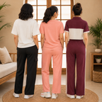 Pack of 3  Women Cotton T-Shirt Trouser Set (T-6)