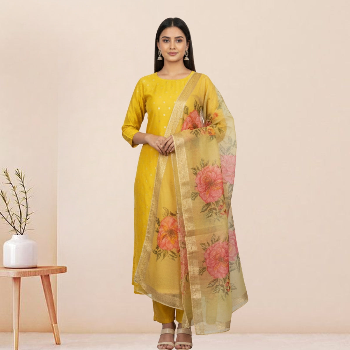 3 Cotton Kurtis with Pant & Dupatta | C-06
