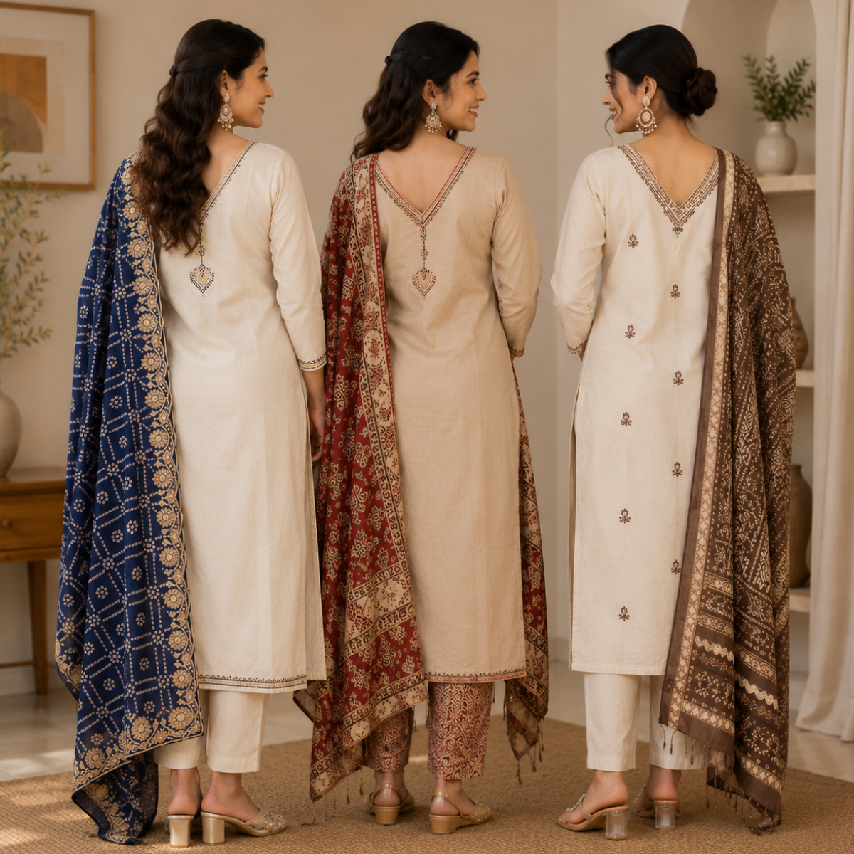 3 Printed Kurta Sets With Dupatta ( P5 )