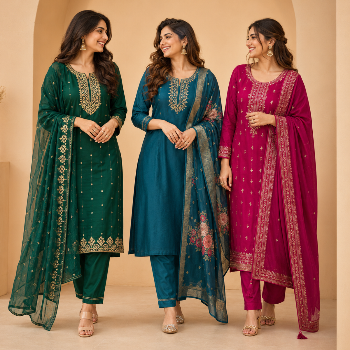 3 Kurta Set with Dupatta - Comfort For Every Occasion & Daily Wear ( D1 )