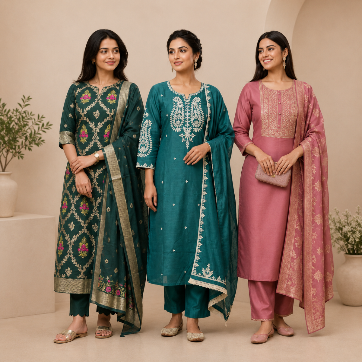 3 Kurta Set With Dupatta - Perfect For Every Occasion ( D-7 )