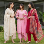 3 Pack Of Printed Cotton Kurta Set With Dupatta (VP-25)