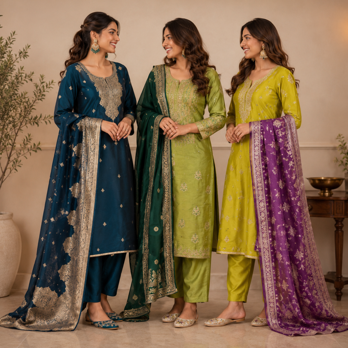 3 Kurta Set with Dupatta - Comfort For Every Occasion & Daily Wear ( D8 )