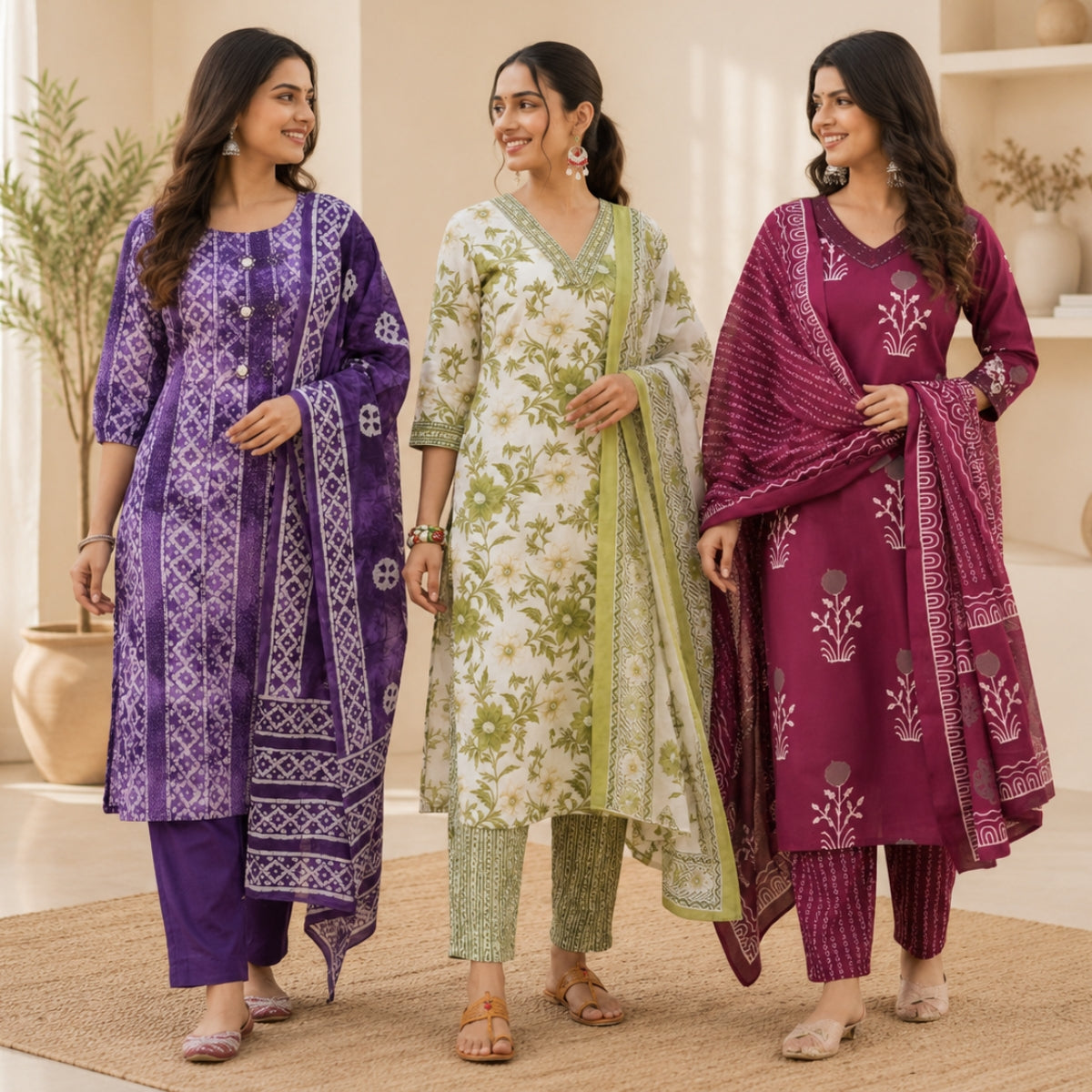 3 Pack Of Kurta With Dupatta Value Pack (V-6)