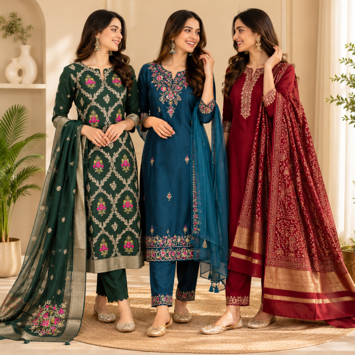 3 Kurta Set with Dupatta - Comfort For Every Occasion & Daily Wear ( D9 )
