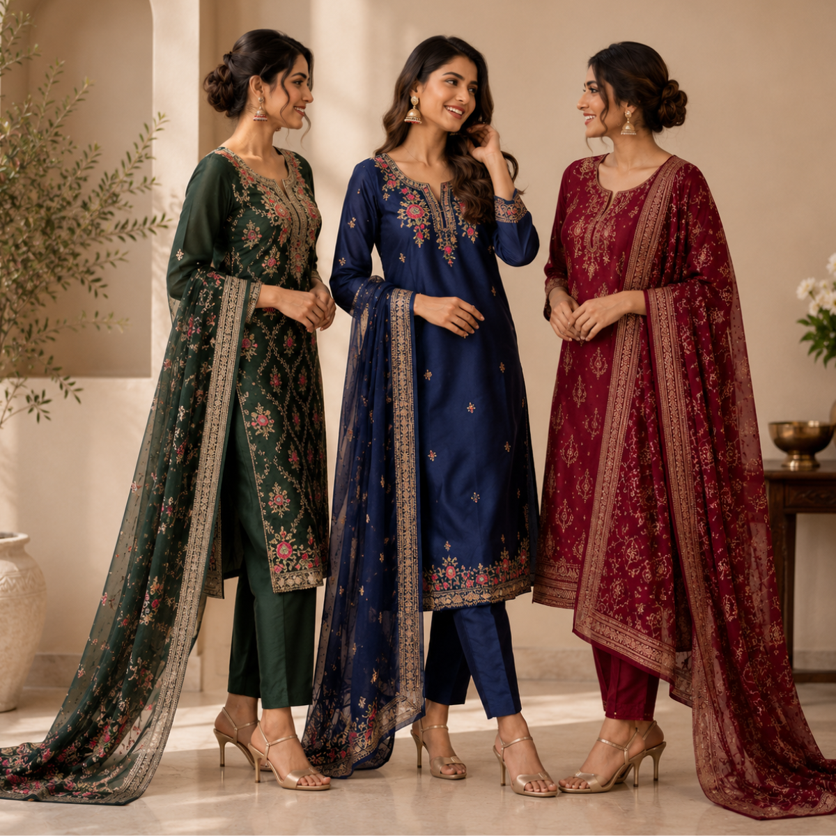 3 Kurta Set with Dupatta - Comfort For Every Occasion & Daily Wear ( D9 )