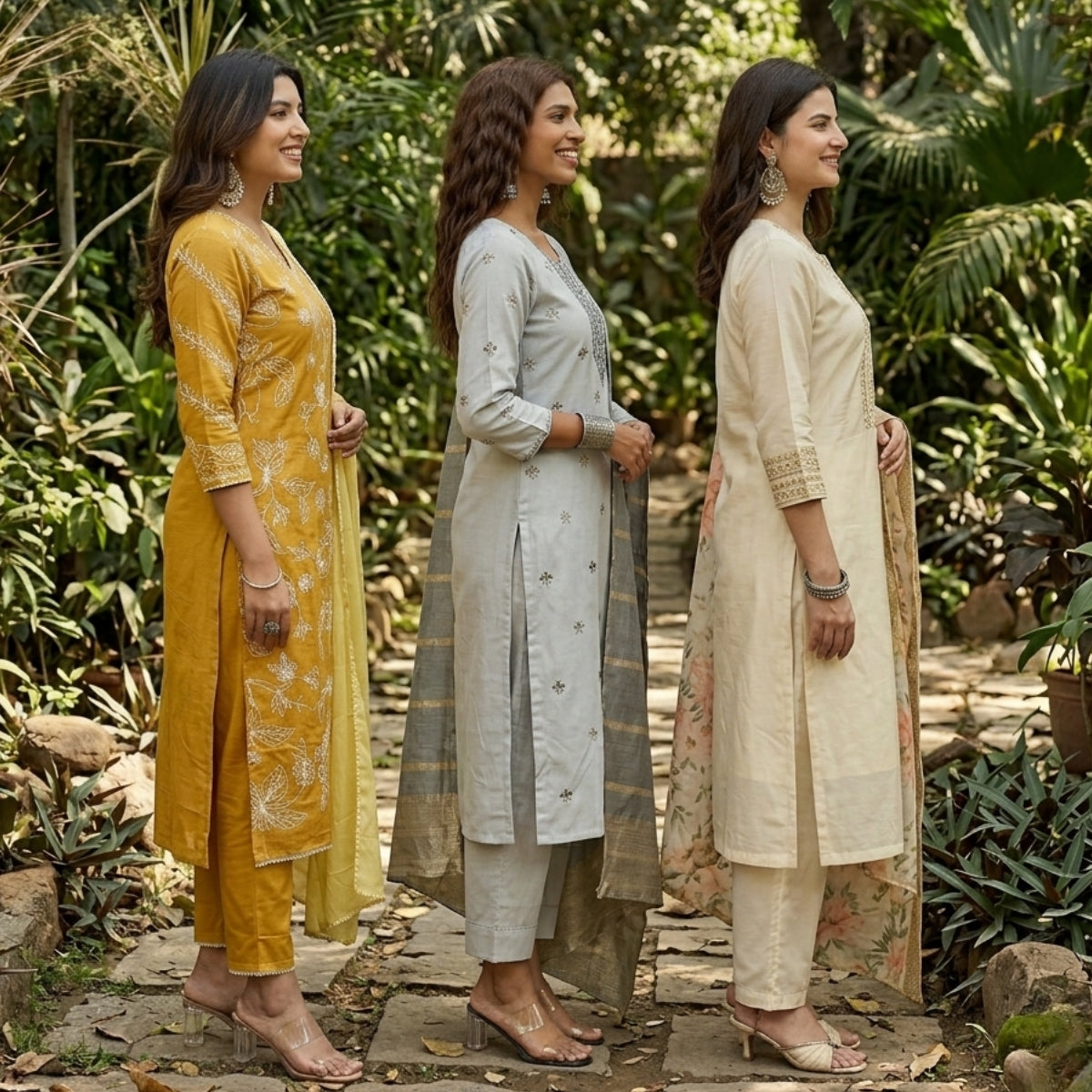3 Pack Of Printed Cotton Kurta Set With Dupatta (VP-29)