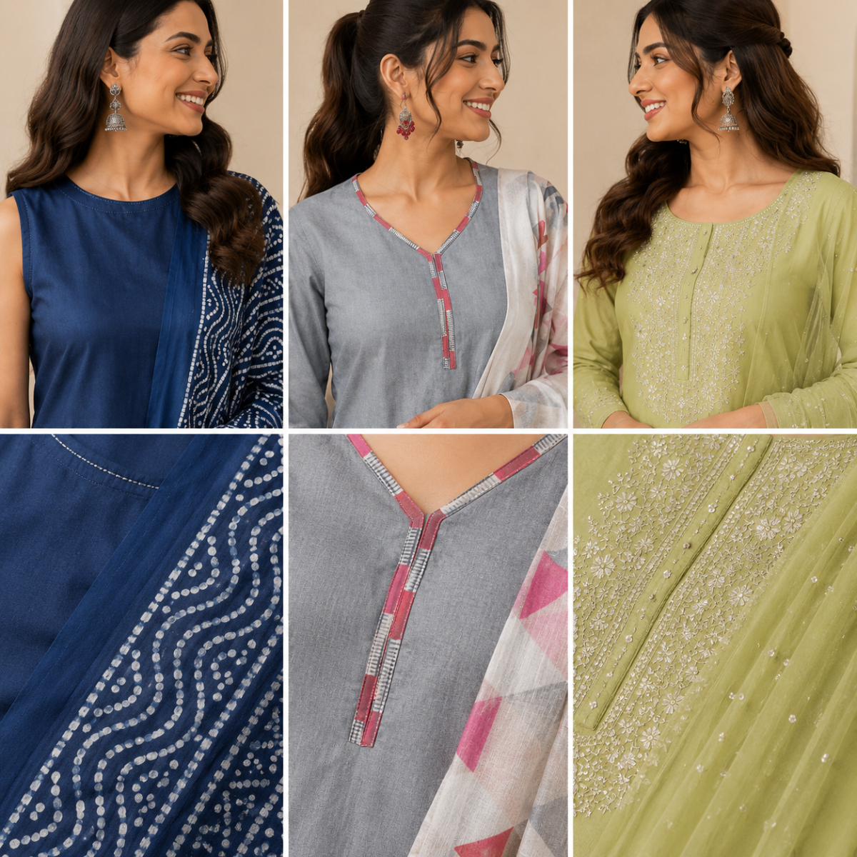 3 Printed Kurta Sets With Dupatta ( P7 )