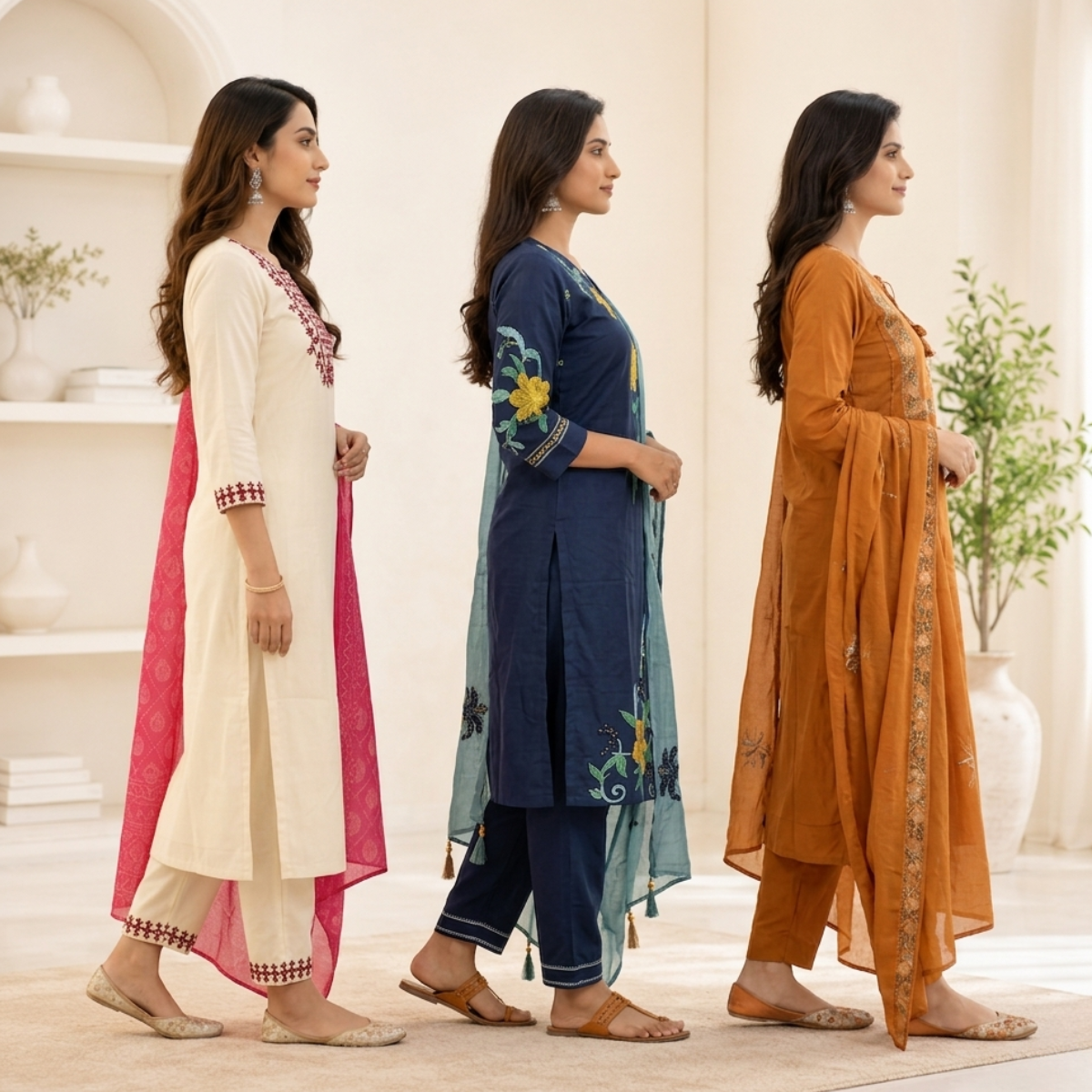 3 Pack Of Kurta With Dupatta Value Pack (V-10)