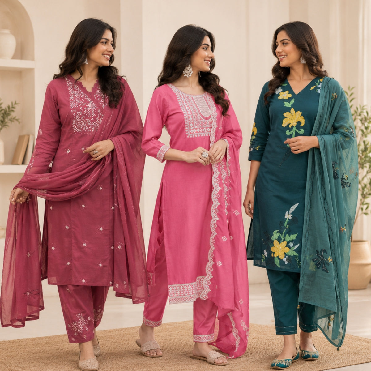 3 Pack Of Kurta With Dupatta Value Pack (V-8)