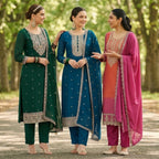 3 Pack Of Printed Cotton Kurta Set With Dupatta (VP-21)