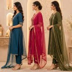 3 Kurta Set With Dupatta - Perfect For Every Occasion ( D-1 )