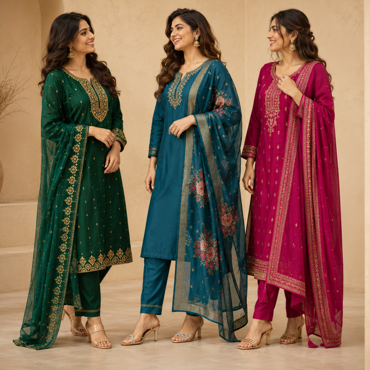 3 Kurta Set with Dupatta - Comfort For Every Occasion & Daily Wear ( D1 )