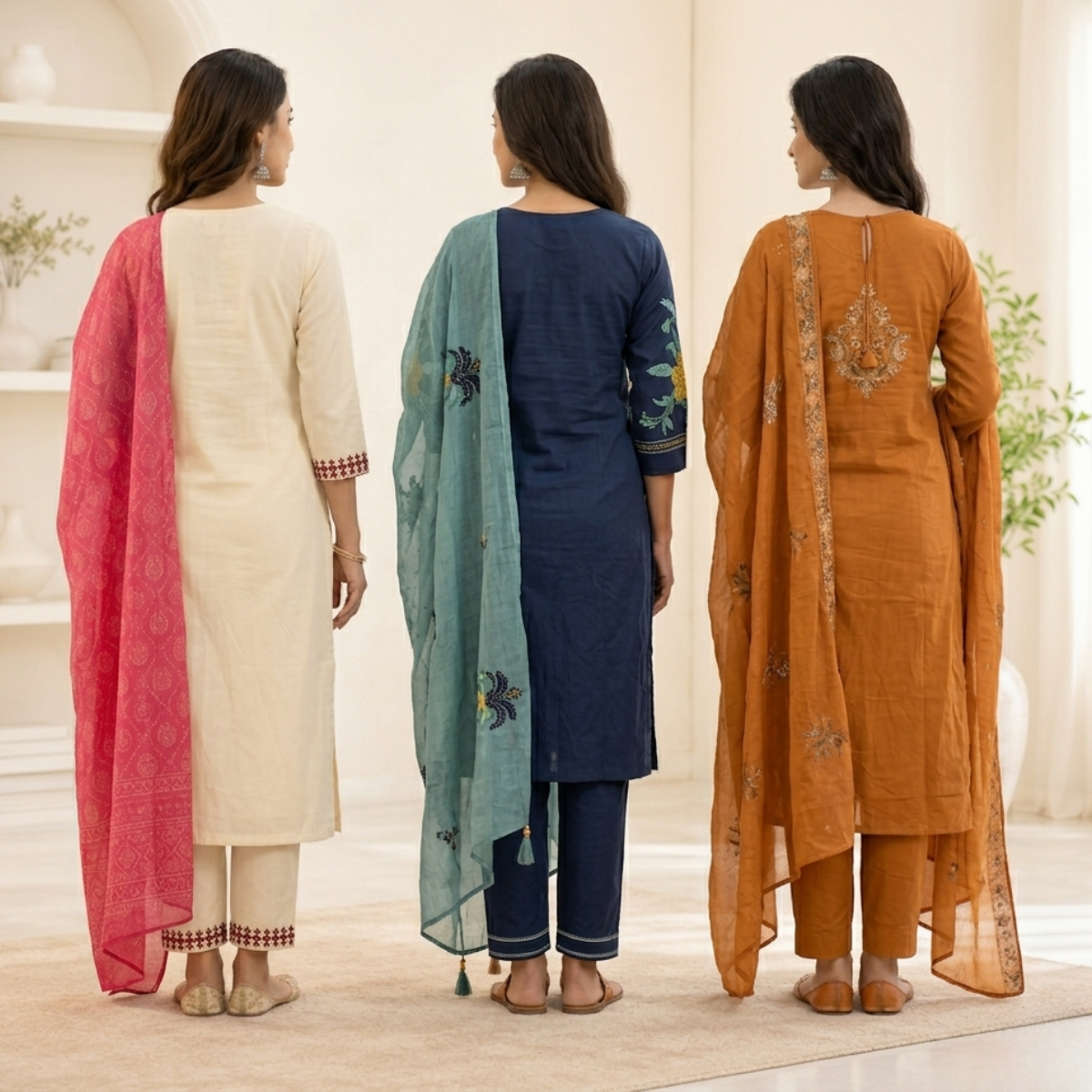 3 Pack Of Kurta With Dupatta Value Pack (V-10)
