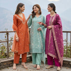 3 Pack Of Printed Cotton Kurta Set With Dupatta (VP-26)
