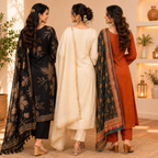 3 Printed Kurta Sets With Dupatta ( P8 )