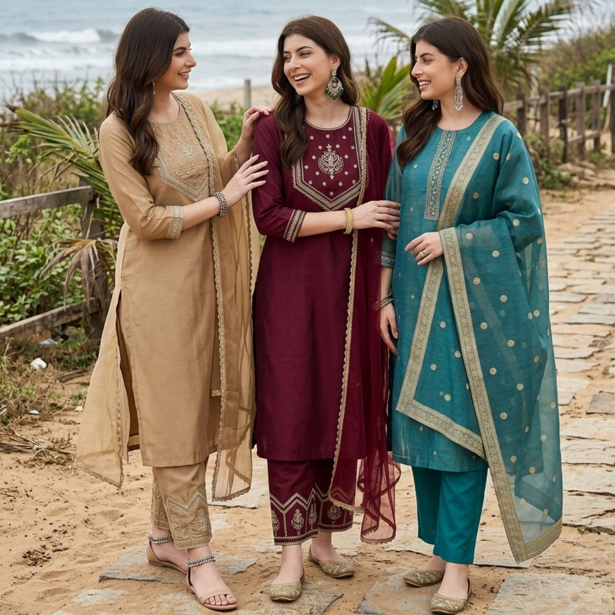 3 Pack Of Printed Cotton Kurta Set With Dupatta (VP-27)