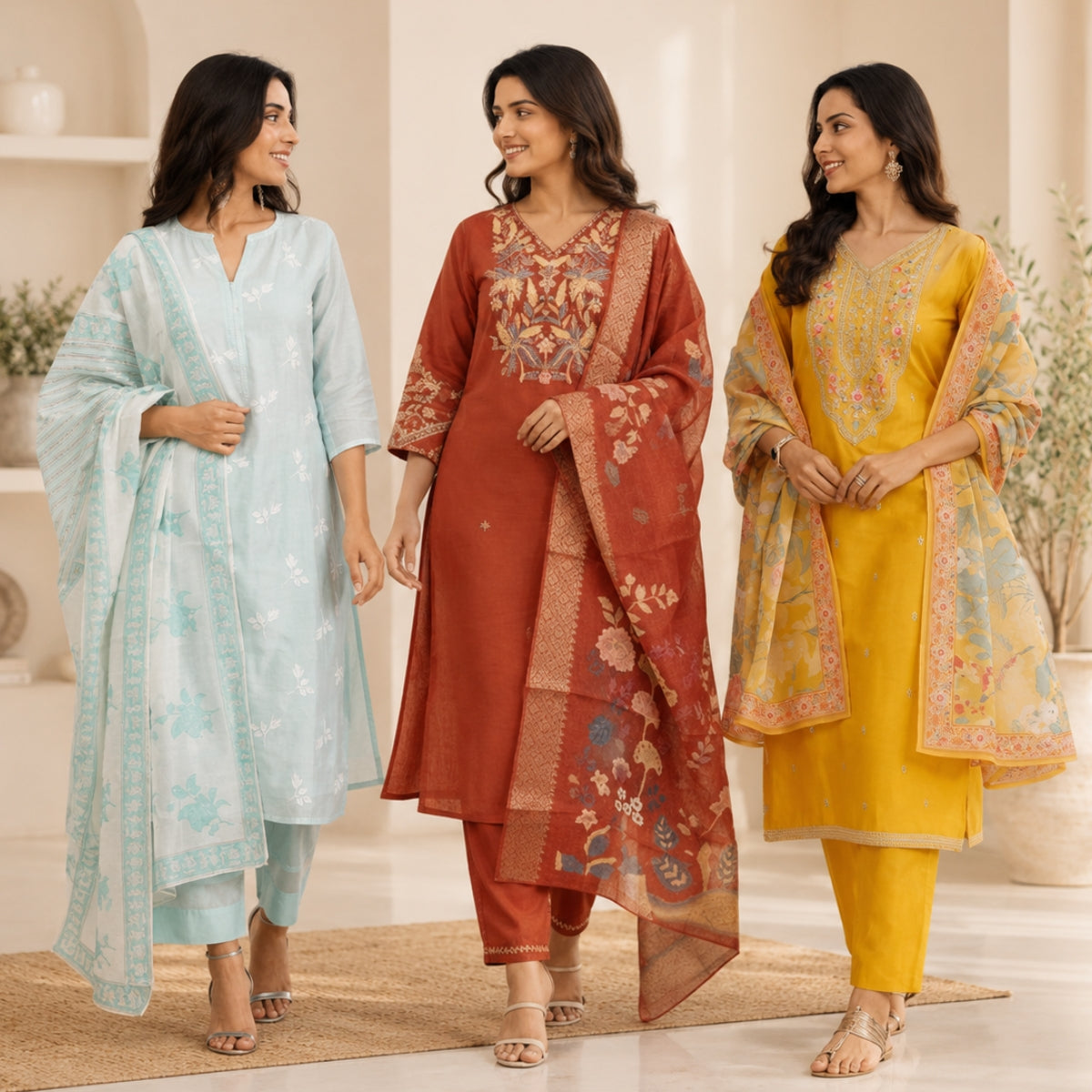 3 Pack Of Kurta With Dupatta Value Pack (V-9)