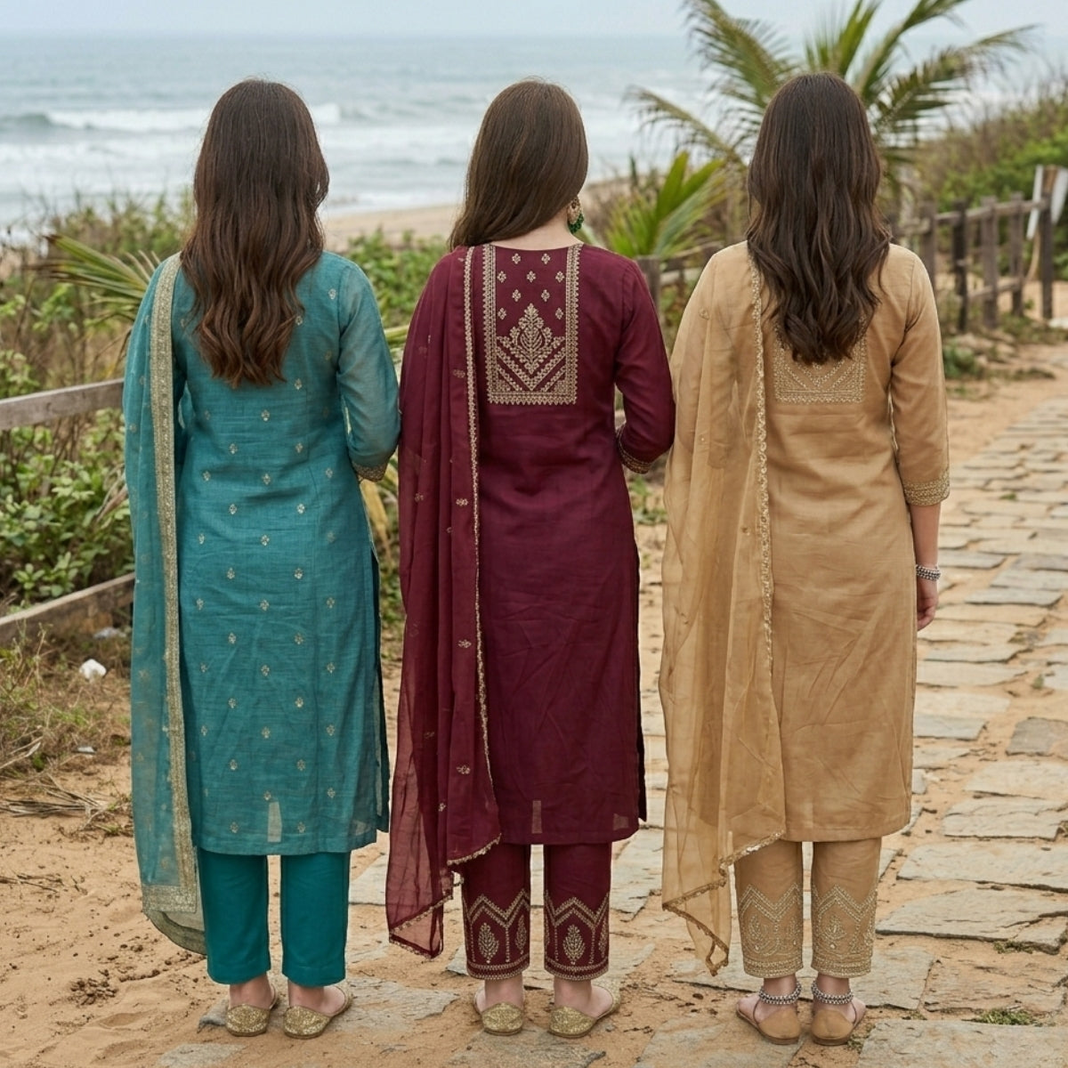 3 Pack Of Printed Cotton Kurta Set With Dupatta (VP-27)