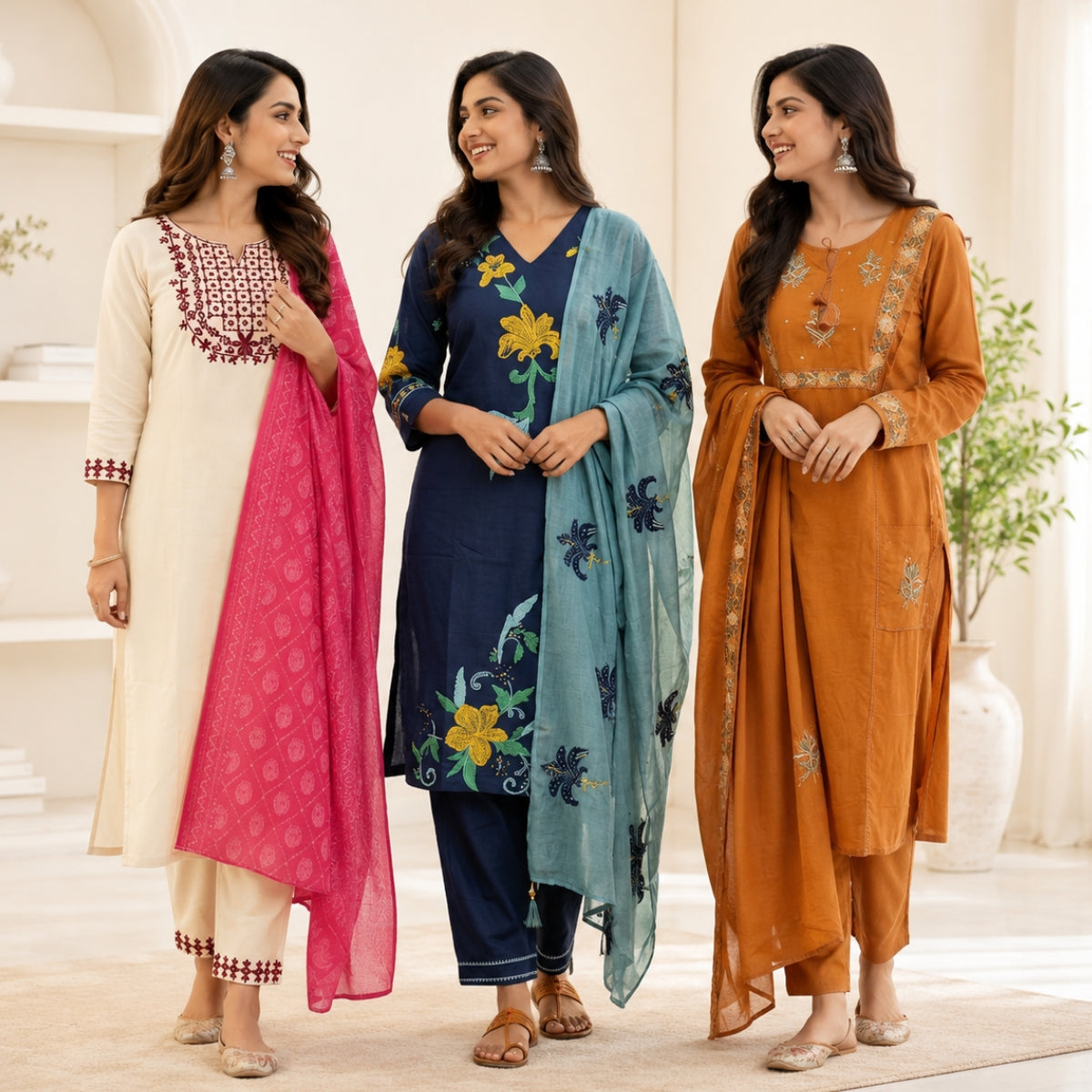 3 Pack Of Kurta With Dupatta Value Pack (V-10)