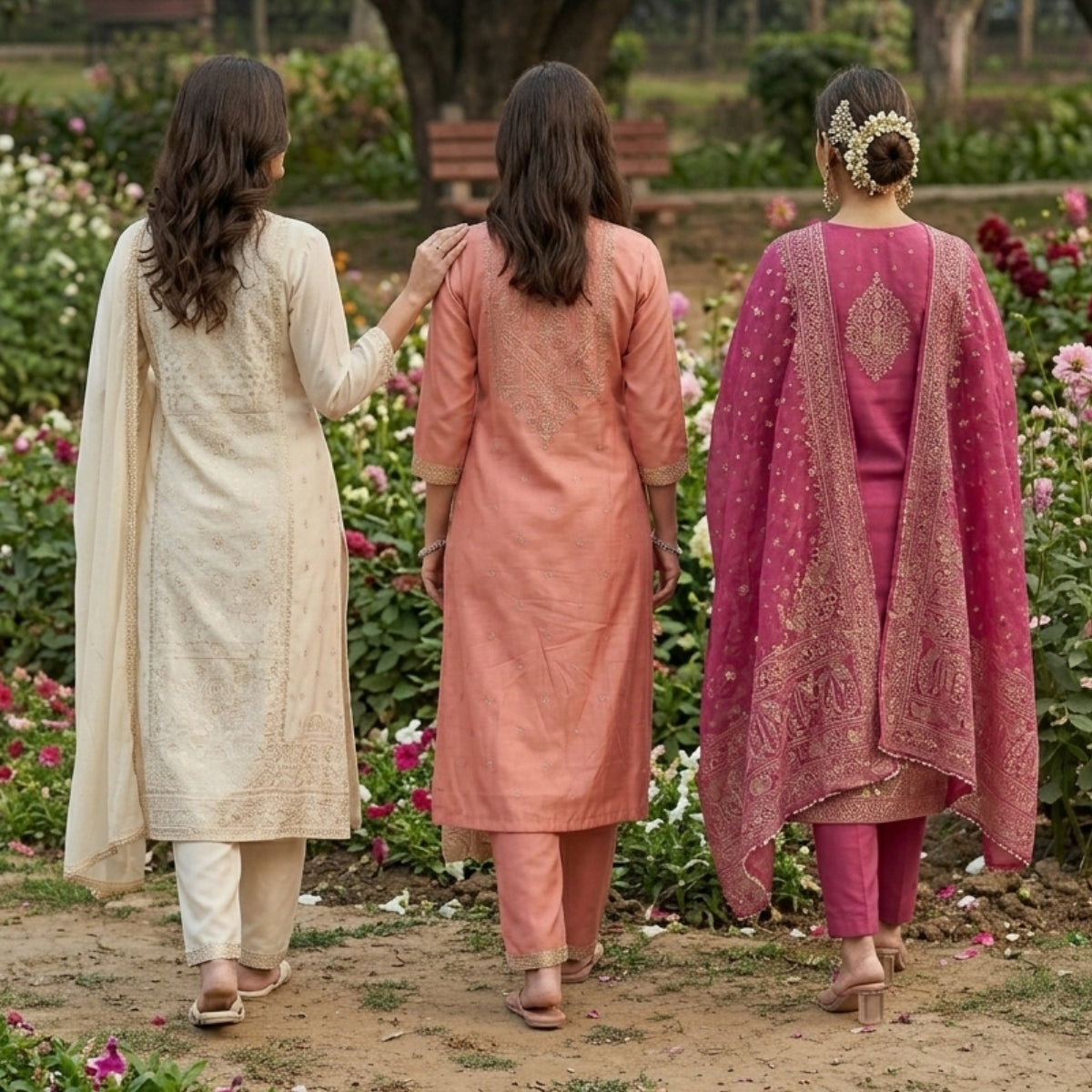 3 Pack Of Printed Cotton Kurta Set With Dupatta (VP-30)