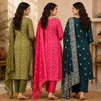3 Printed Kurta Sets With Dupatta ( P10 )