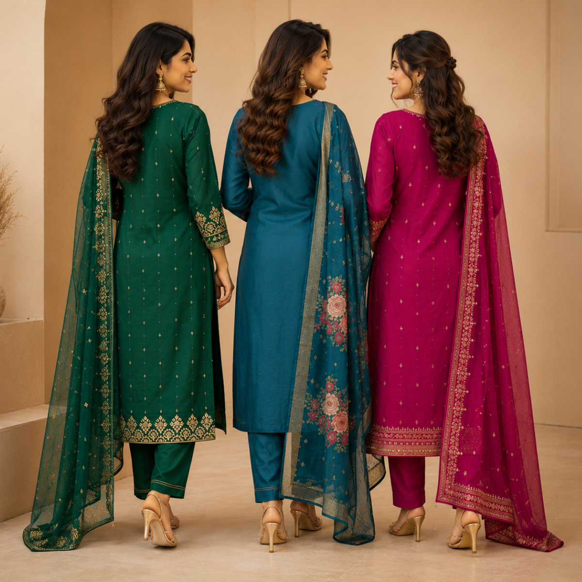 3 Kurta Set with Dupatta - Comfort For Every Occasion & Daily Wear ( D1 )