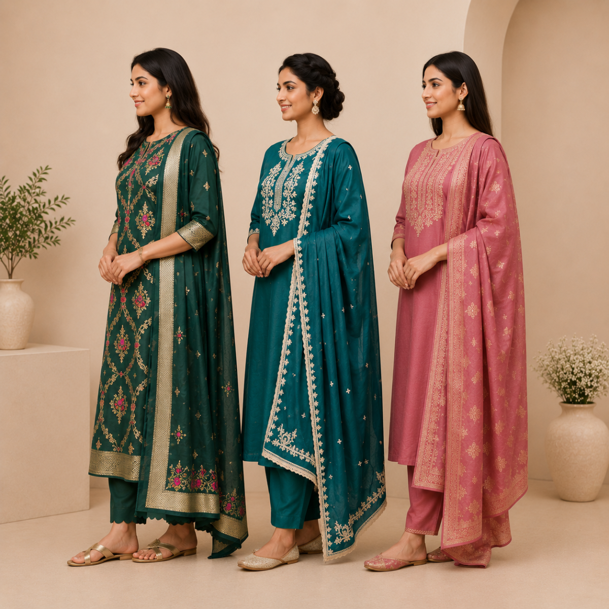 3 Kurta Set With Dupatta - Perfect For Every Occasion ( D-7 )