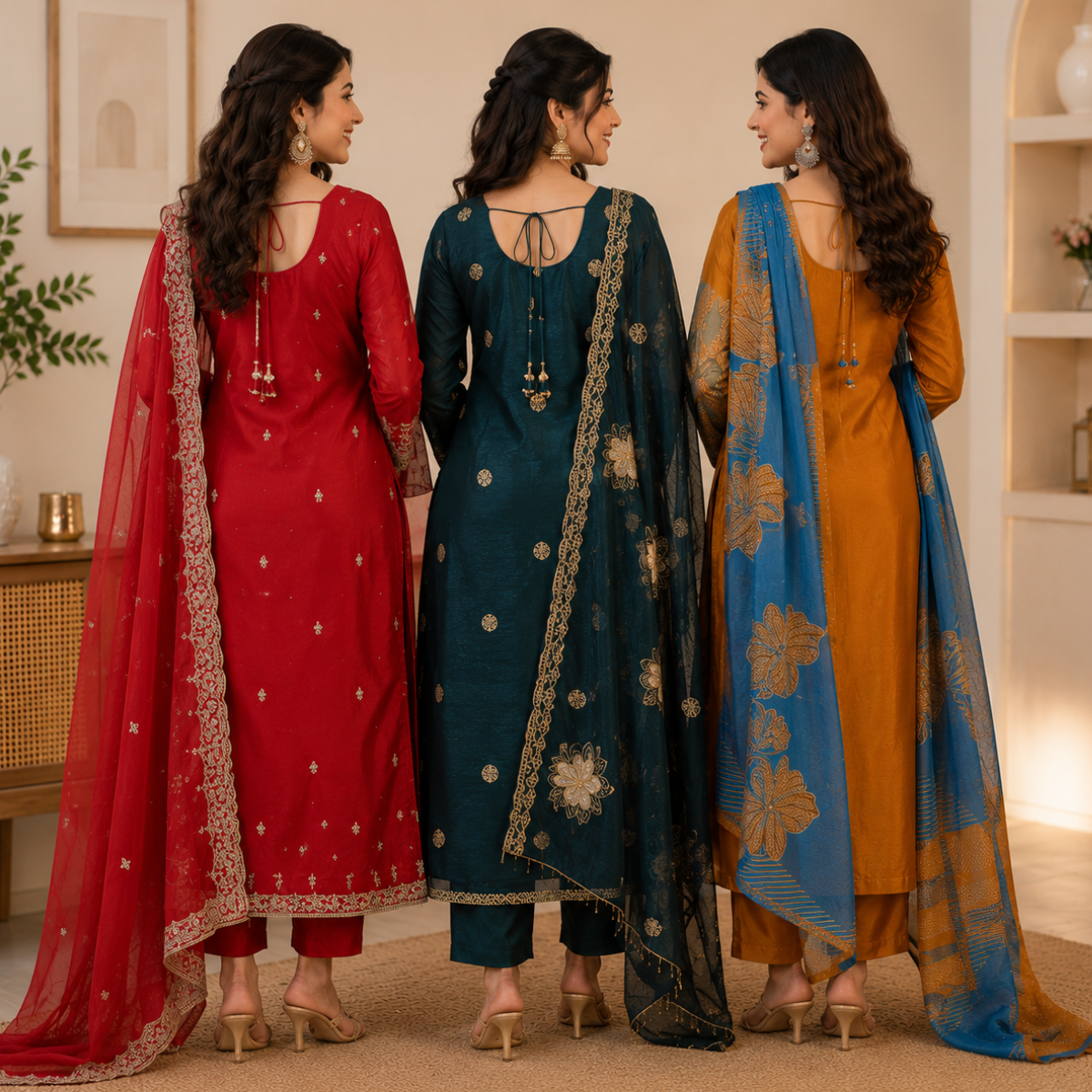 3 Printed Kurta Sets With Dupatta ( P1 )