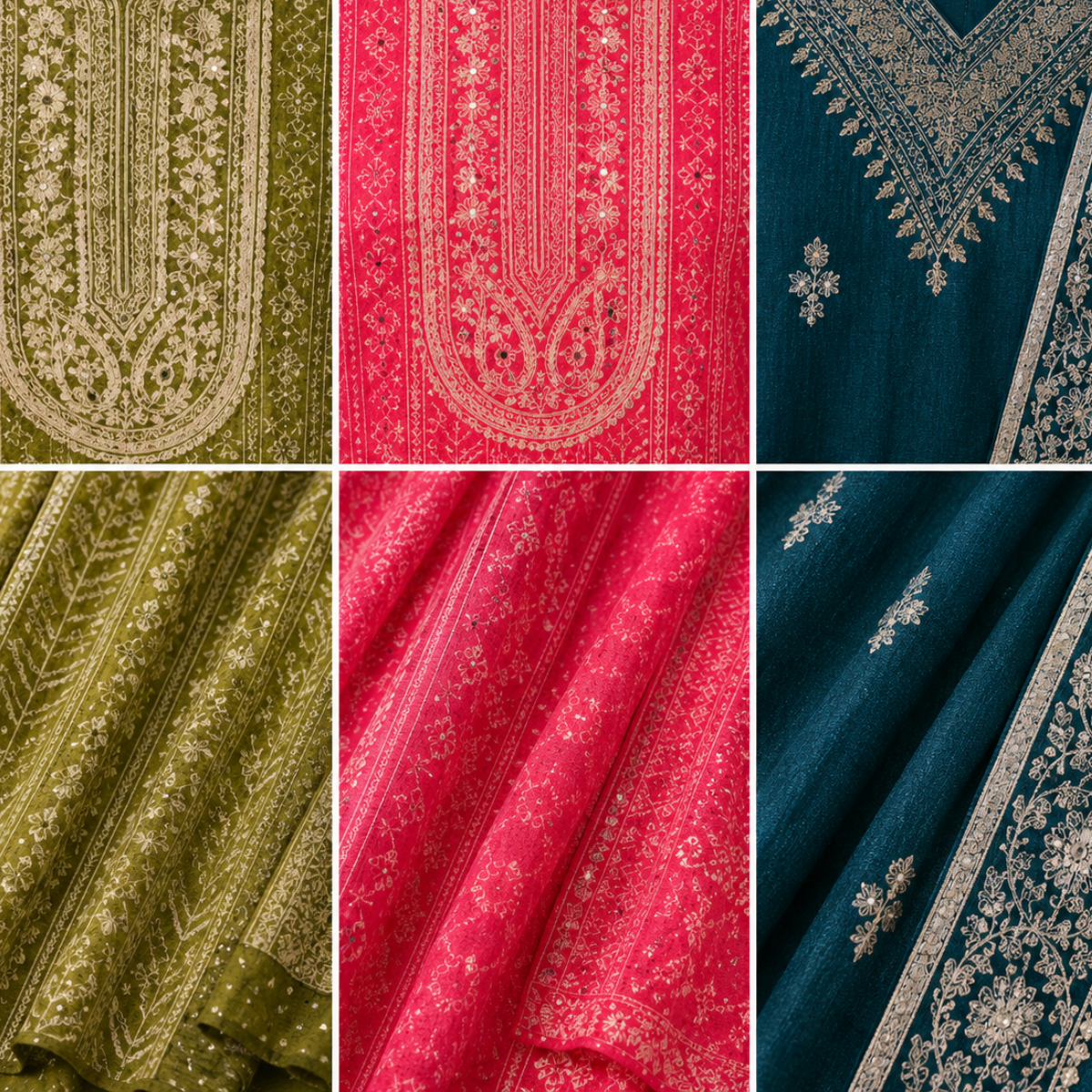 3 Printed Kurta Sets With Dupatta ( P10 )